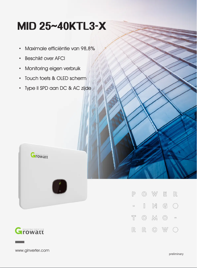 Página 1 del manual Ficha técnica Growatt MID 40KTL3-X