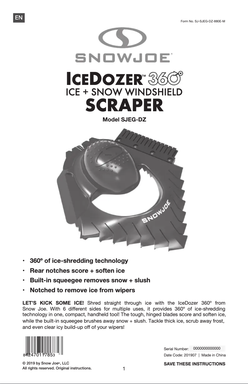 Página 1 del manual Manual de usuario Snow Joe SJBLZD-TV-DO2