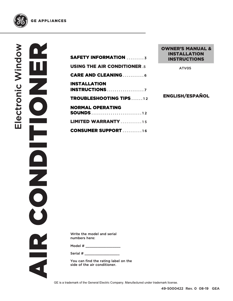 Imagen de la primera página del manual del dispositivo ATV05LZ