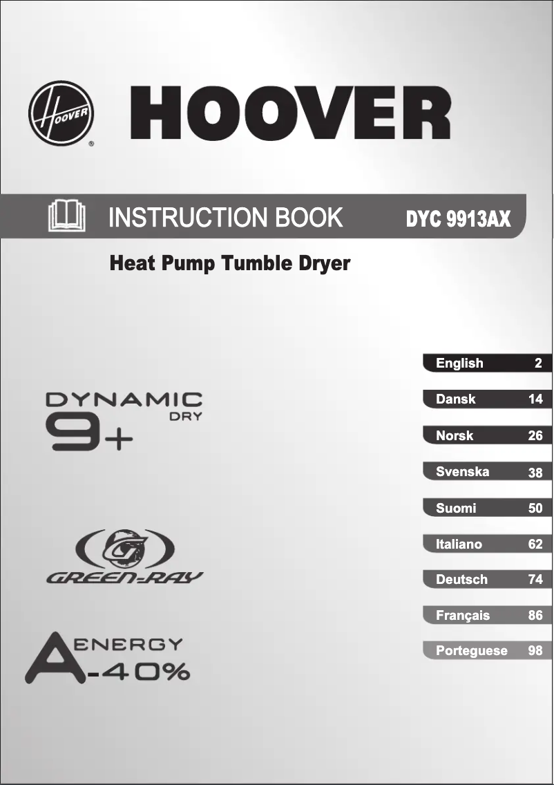 Página 1 del manual Manual de usuario Hoover DYC 9913AX-S