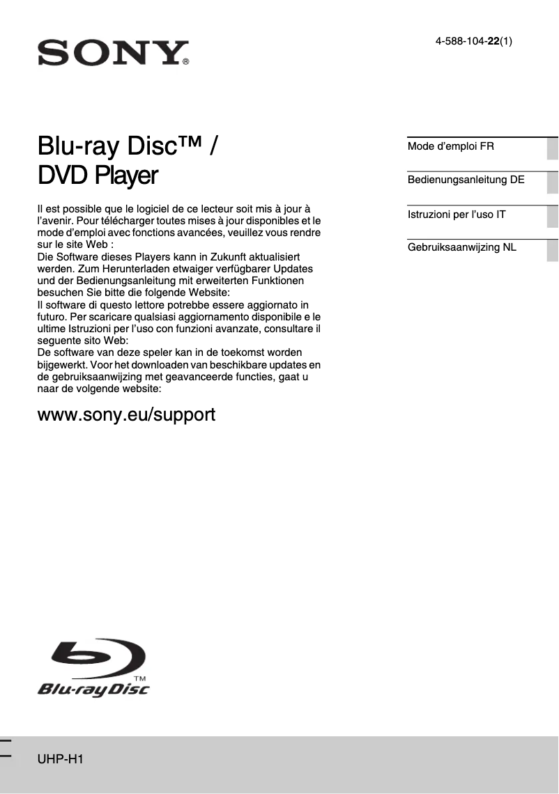 Página nº 1 - Manual de usuario Sony UHP-H1