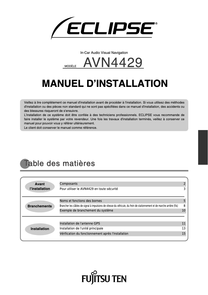 Página 1 del manual Manual de usuario Eclipse AVN4429