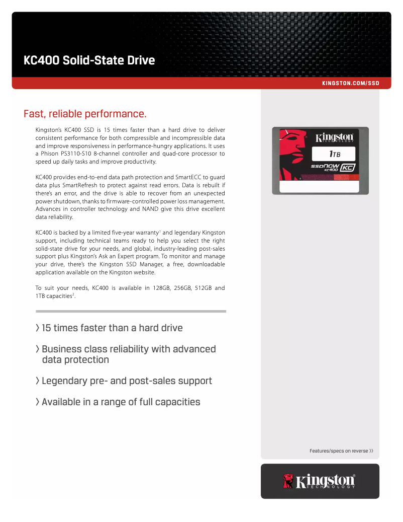 Página nº 1 - Manual de usuario Kingston SSDNow KC400
