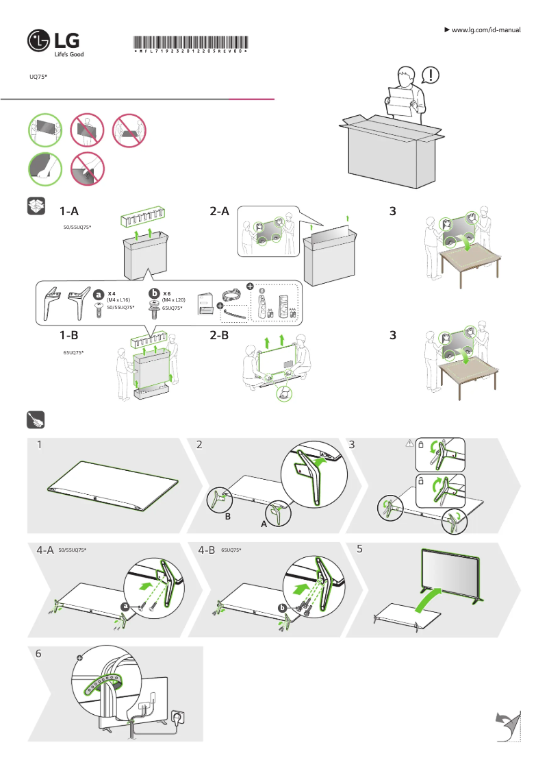 Imagen de la primera página del manual del dispositivo 65UQ751C0LF