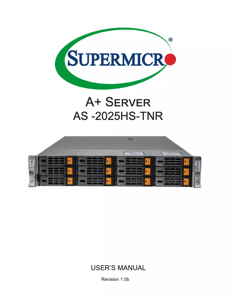 Página 1 del manual Manual de usuario Supermicro SuperServer AS-2025HS-TNR
