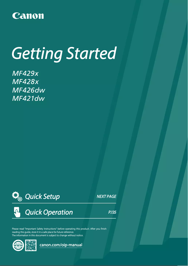 Imagen de la primera página del manual del dispositivo i-SENSYS MF421dw
