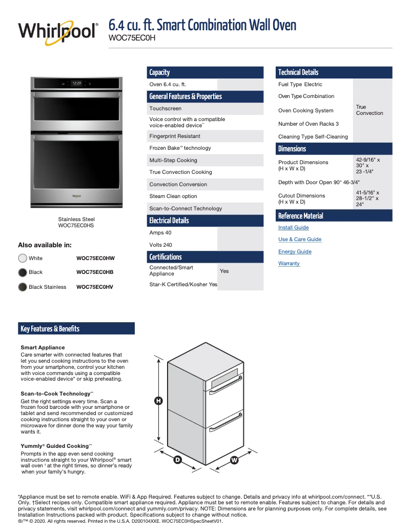 Imagen de la primera página del manual del dispositivo WOC75EC0HS