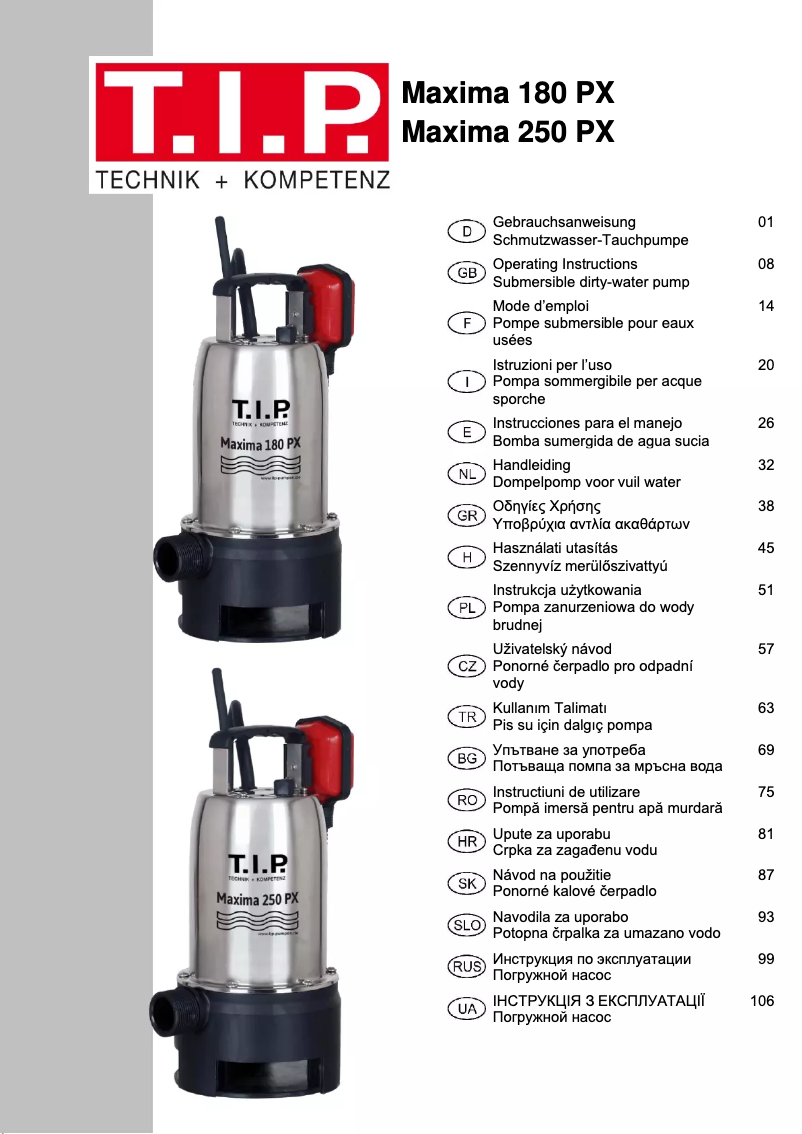 Página 1 del manual Manual de usuario T.I.P. Maxima 180 PX