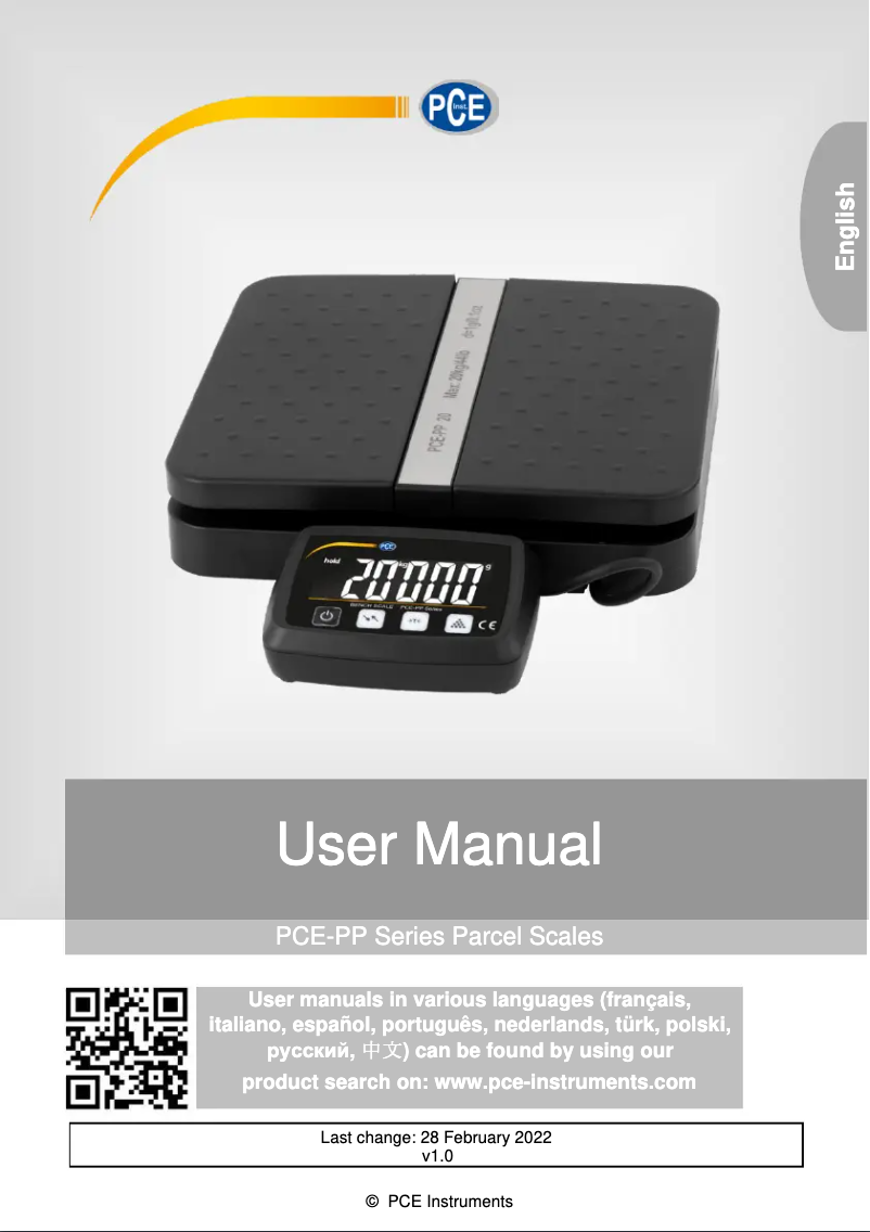 Imagen de la primera página del manual del dispositivo PCE-PP 20