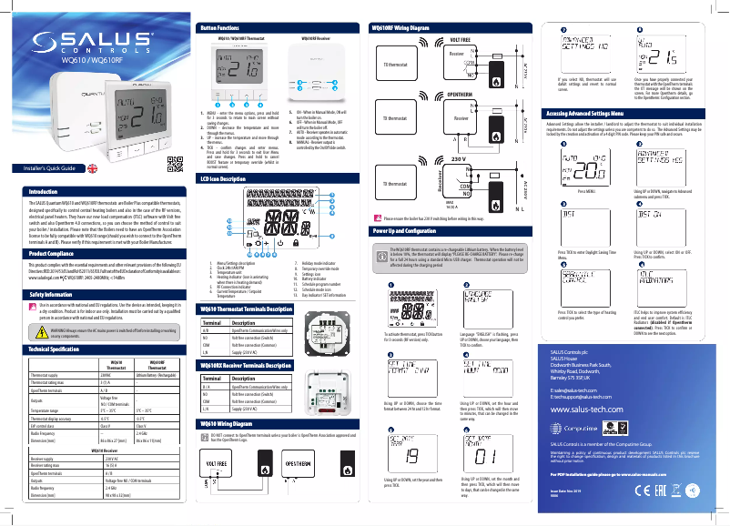Página 1 del manual Guía de instalación Salus WQ610