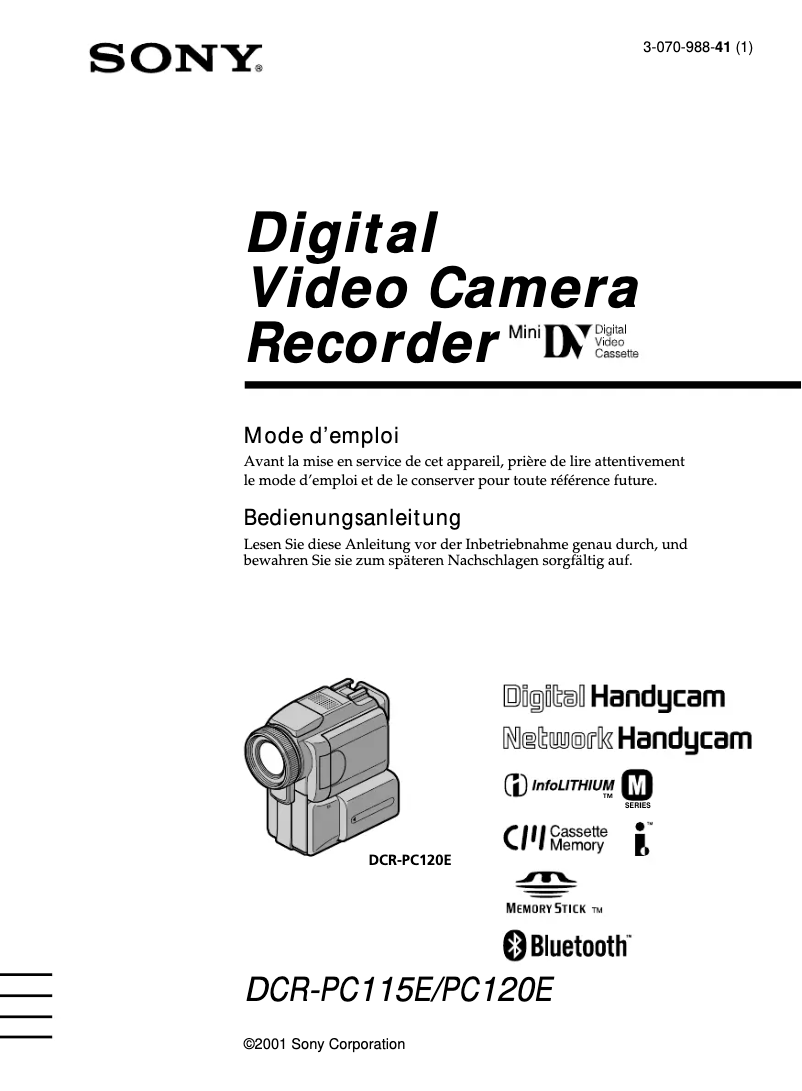 Imagen de la primera página del manual del dispositivo DCR-PC115E