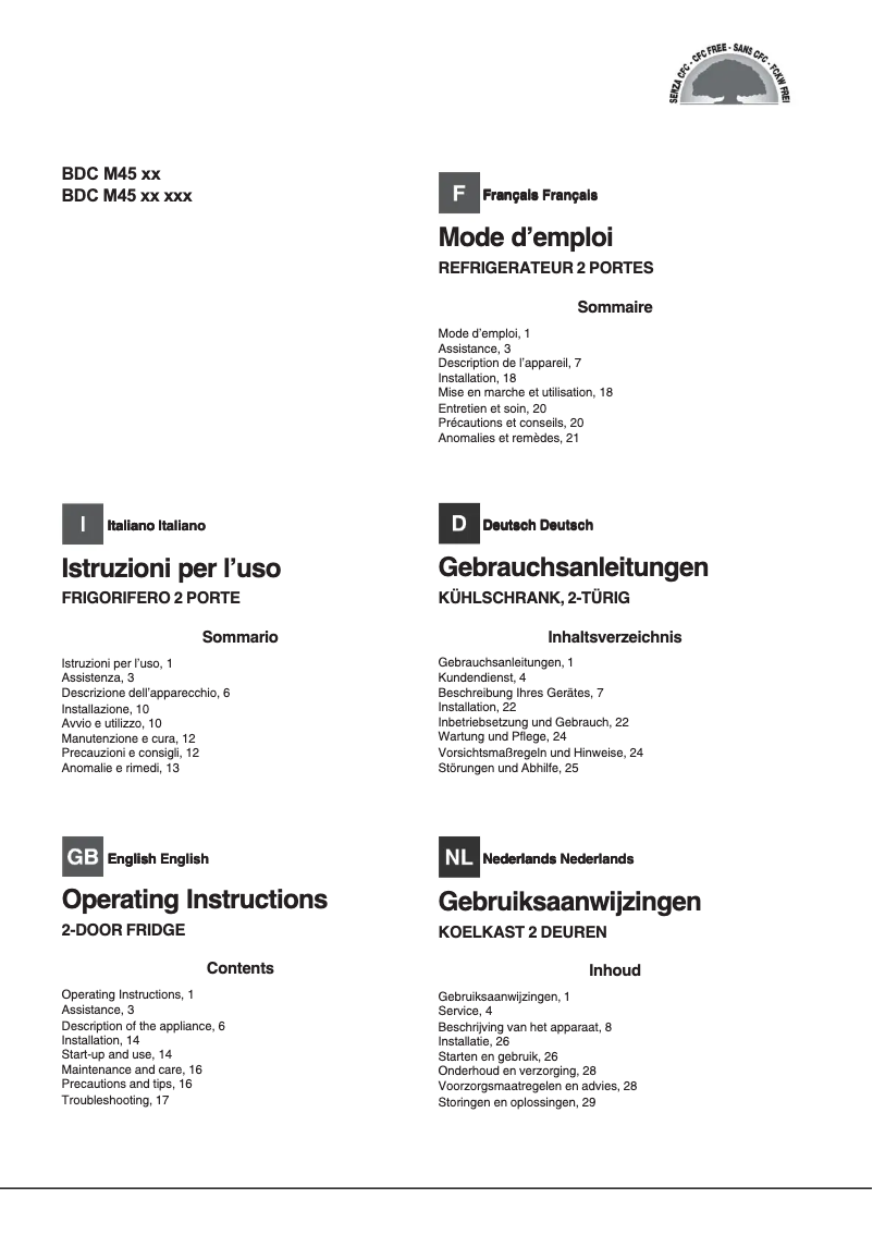 Imagen de la primera página del manual del dispositivo BDC M45 V SL/HA