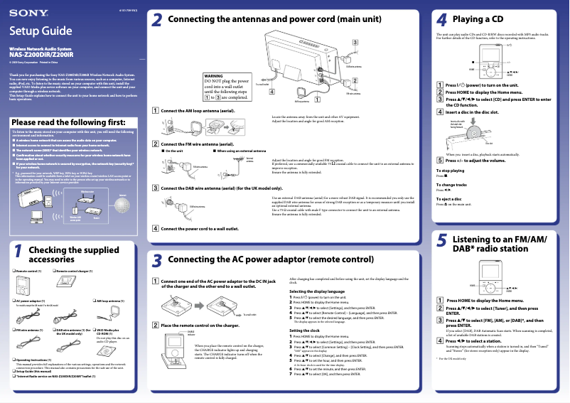 Imagen de la primera página del manual del dispositivo NAS-Z200DiR