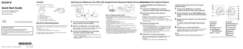 Página 1 del manual Guía de inicio rápido Sony Walkman NWZ-W274S