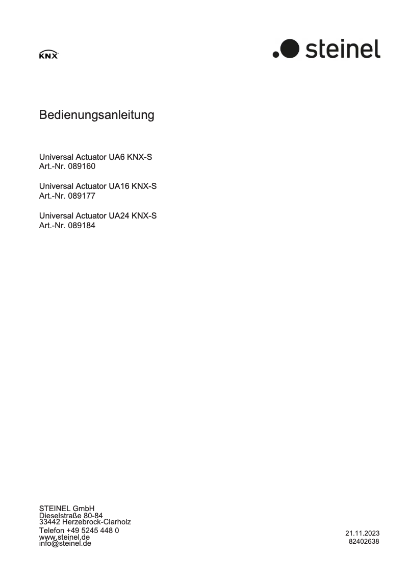 Imagen de la primera página del manual del dispositivo UA16 KNX