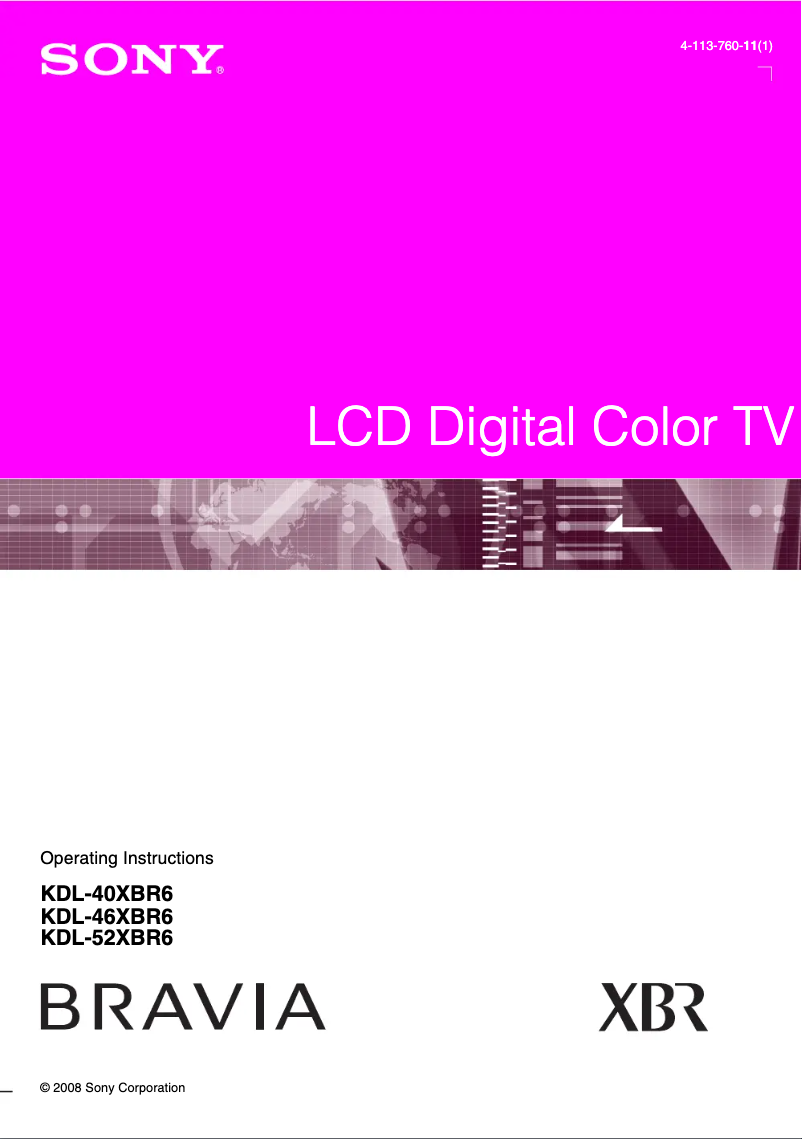 Imagen de la primera página del manual del dispositivo Bravia KDL-46XBR6