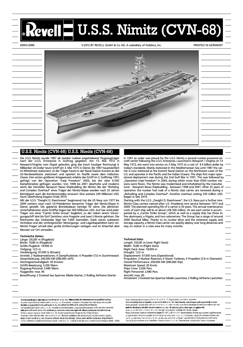 Imagen de la primera página del manual del dispositivo U.S.S. Nimitz