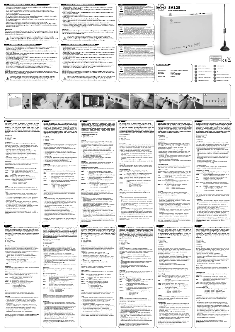 Imagen de la primera página del manual del dispositivo SA125