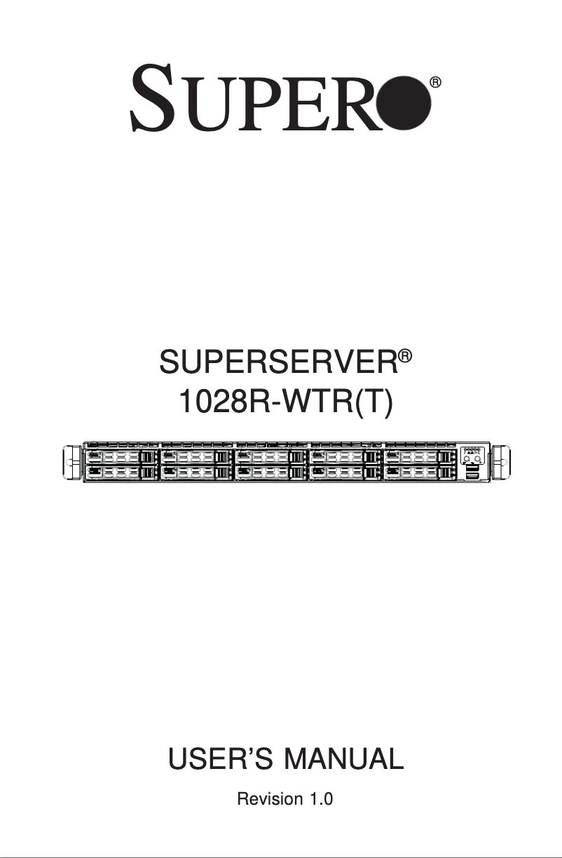 Imagen de la primera página del manual del dispositivo SuperServer 1028R-WTR