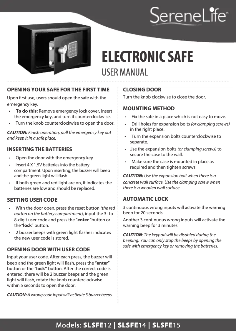 Imagen de la primera página del manual del dispositivo AZSLSFE12