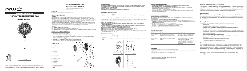 Página 1 del manual Manual de usuario NewAir AF-520