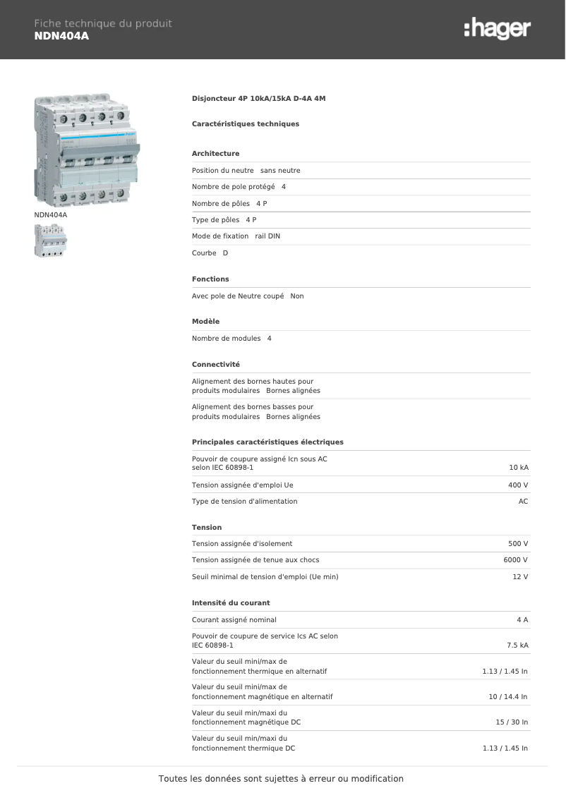 Imagen de la primera página del manual del dispositivo NDN404A