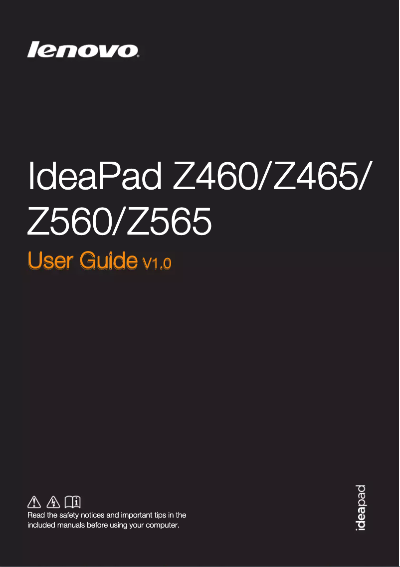 Imagen de la primera página del manual del dispositivo IdeaPad Z460
