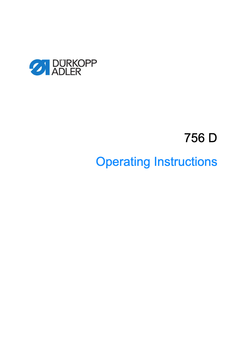 Página 1 del manual Manual de usuario Dürkopp Adler 756 D