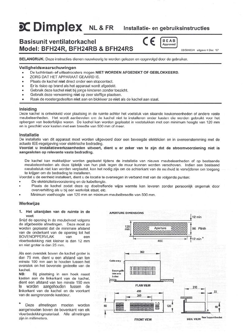 Página 1 del manual Manual de usuario Dimplex BFH24R
