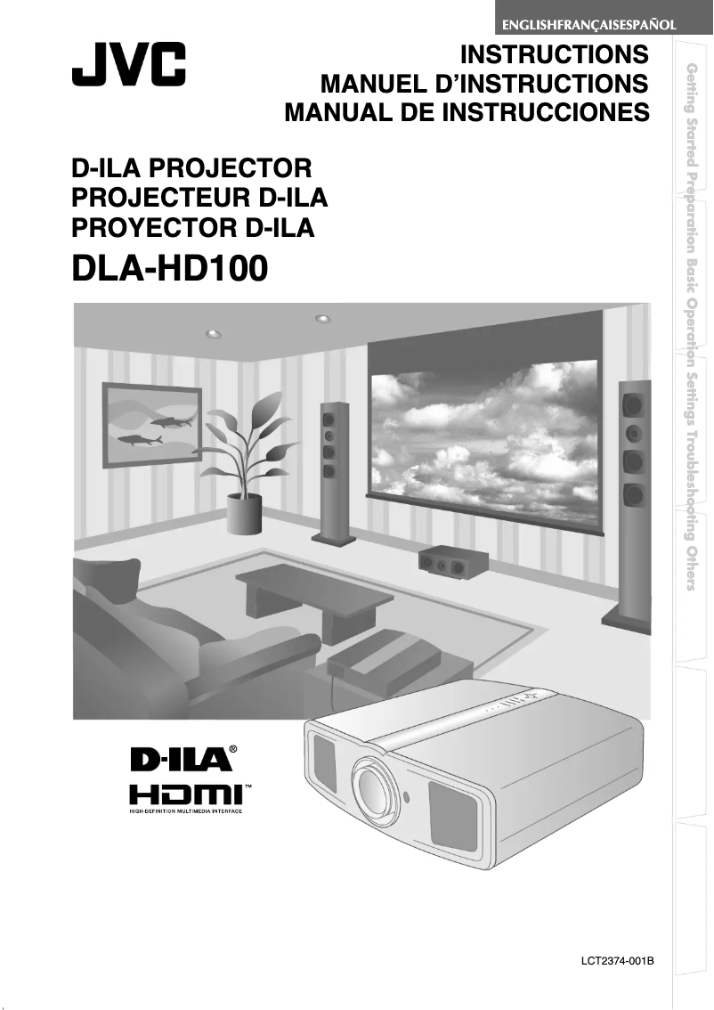 Imagen de la primera página del manual del dispositivo DLA-HD100