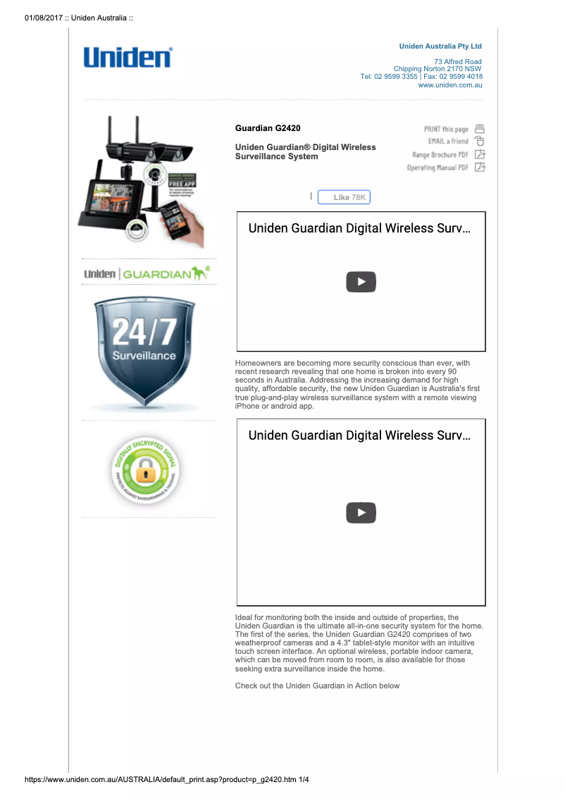 Página 1 del manual Manual de usuario Uniden Guardian G2420