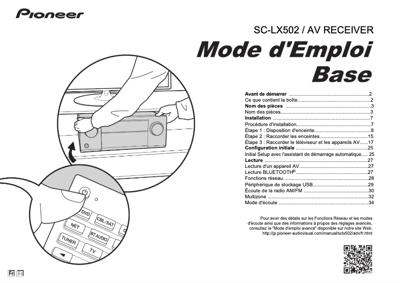 Imagen de la primera página del manual del dispositivo SC-LX502