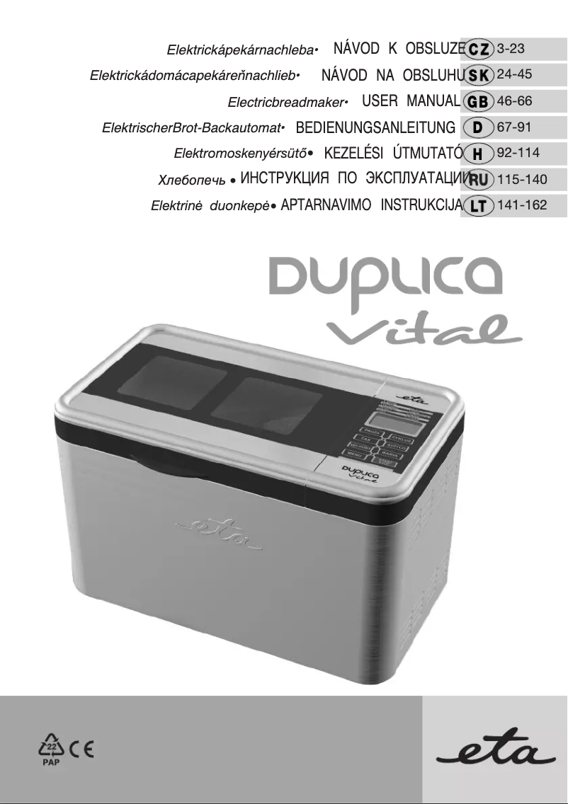 Imagen de la primera página del manual del dispositivo DUPLICA VITAL