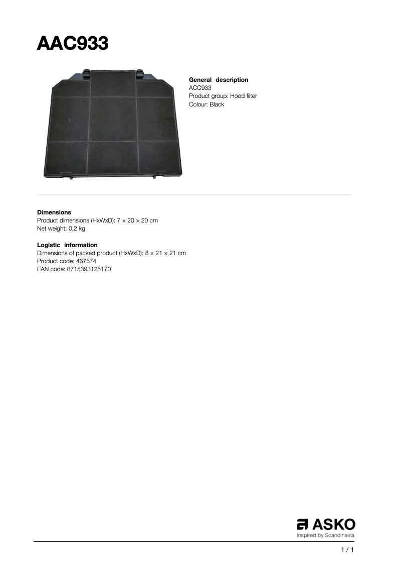 Página 1 del manual Manual de usuario Asko ACC933