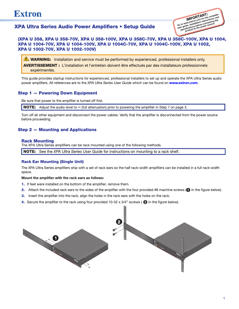 Imagen de la primera página del manual del dispositivo XPA U 358C