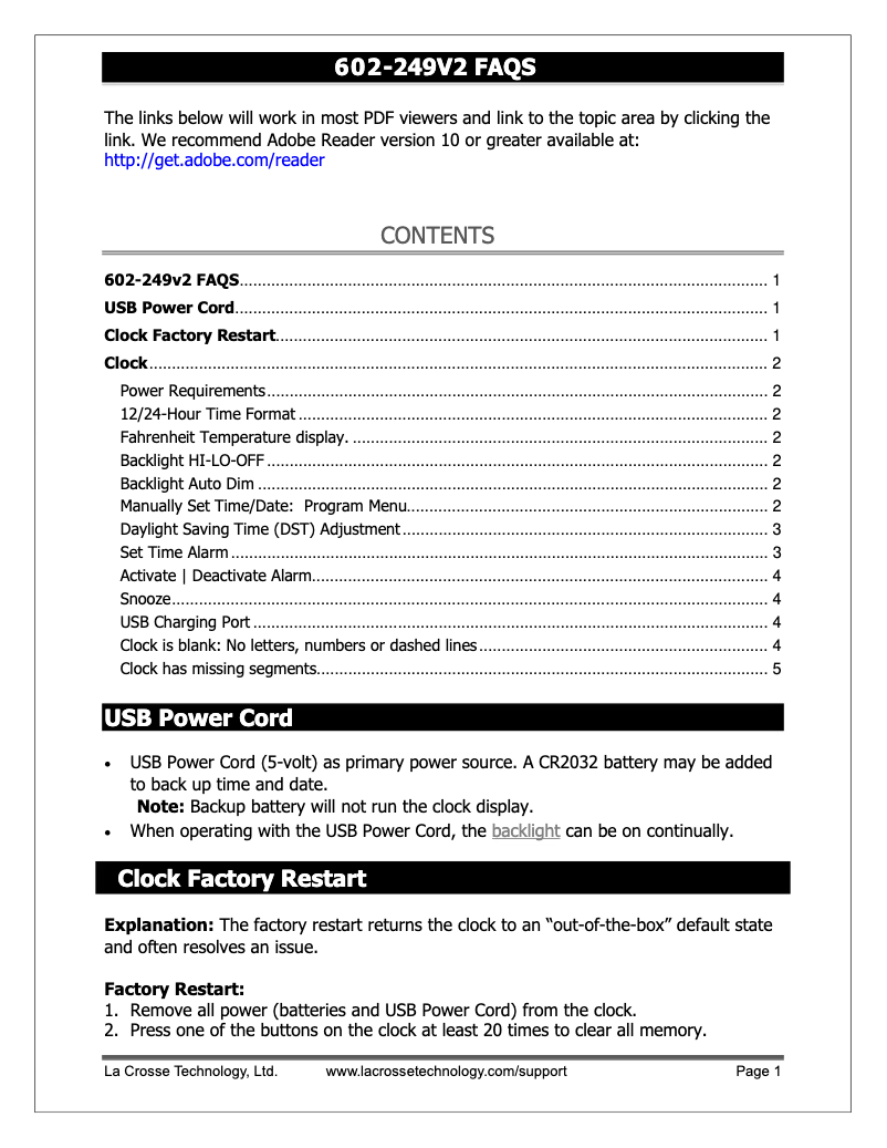 Página nº 1 - Preguntas frecuentes La Crosse Technology 602-249V2