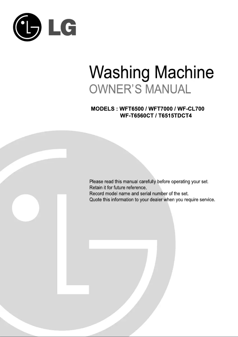 Página 1 del manual Manual de usuario LG WF-T6560CT
