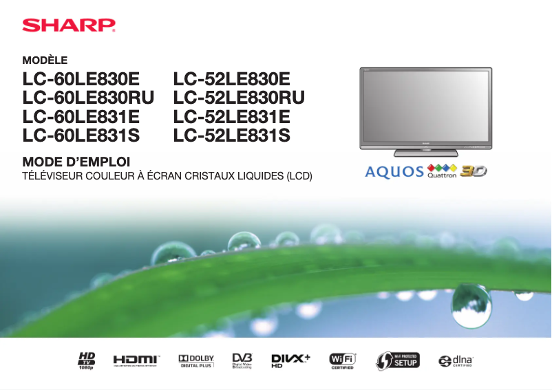 Imagen de la primera página del manual del dispositivo LC-60LE830E