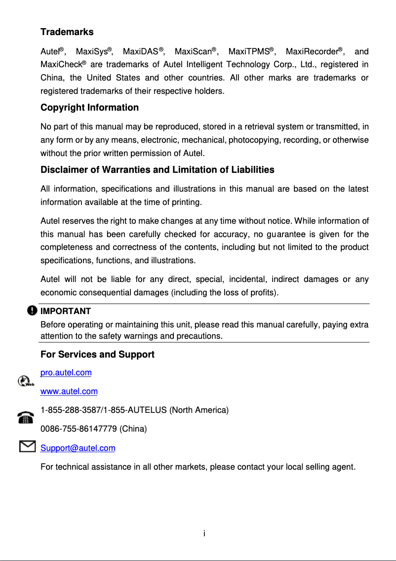 Página 1 del manual Manual de usuario Autel MaxiCOM MK808TS