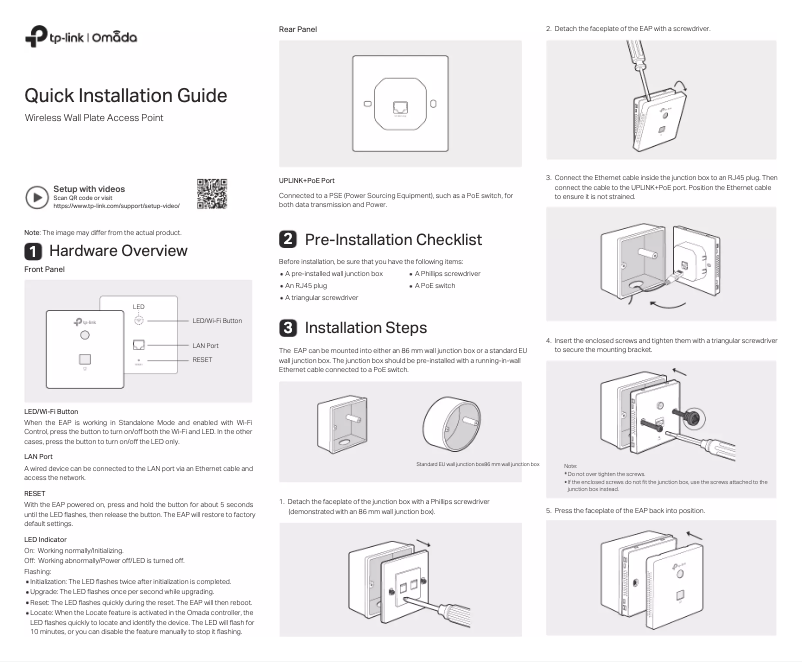Imagen de la primera página del manual del dispositivo Omada EAP230-Wall