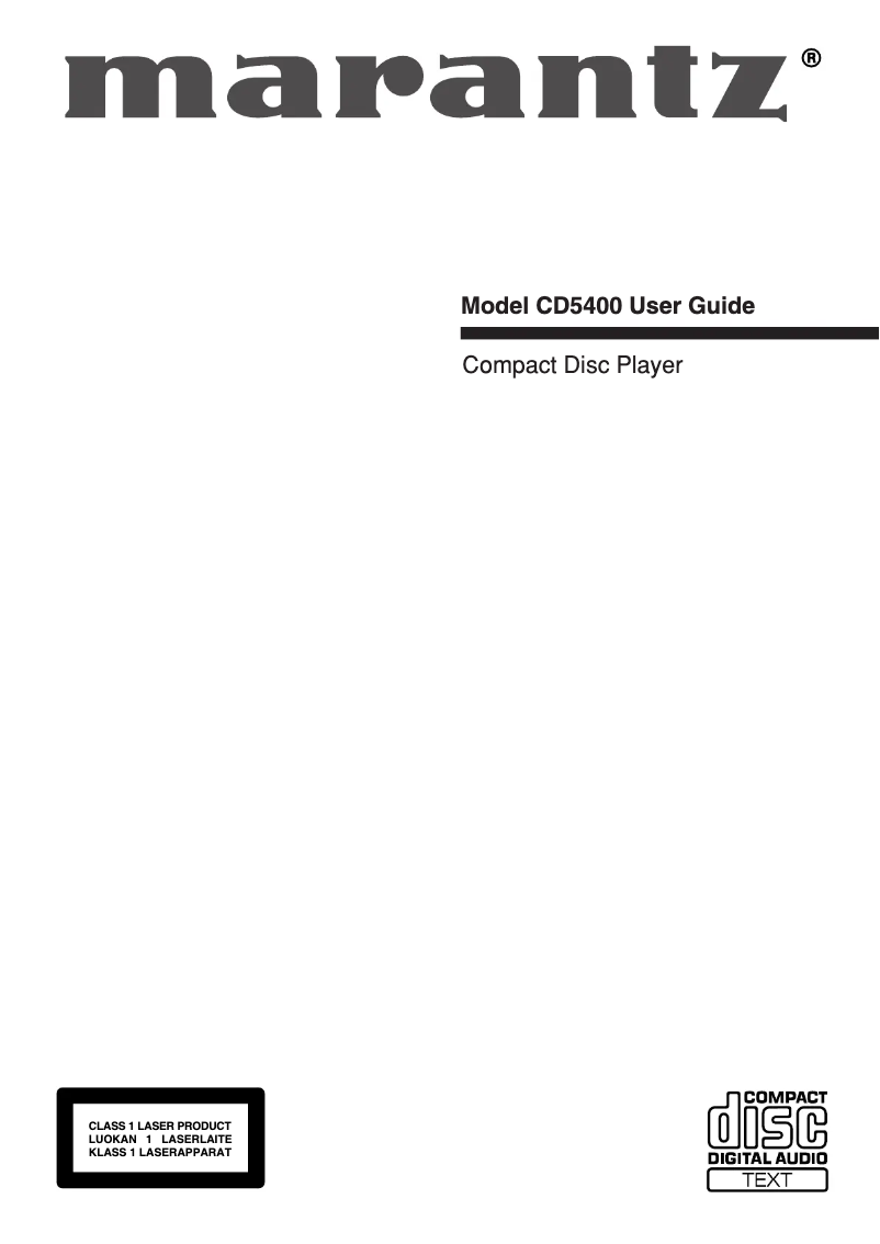 Página 1 del manual Manual de usuario Marantz CD5400