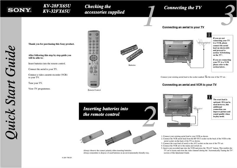 Imagen de la primera página del manual del dispositivo KV-32FX65U