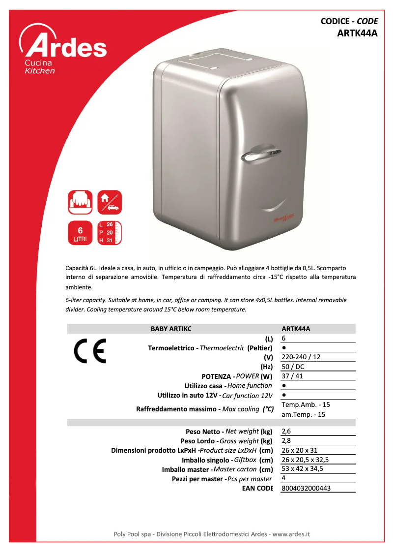Página nº 1 - Ficha técnica Ardes ARTK44A