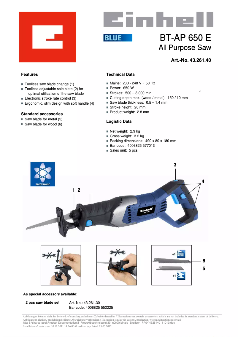 Imagen de la primera página del manual del dispositivo BT-AP 650 E