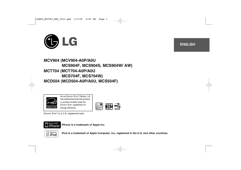 Página nº 1 - Manual de usuario LG MCT704