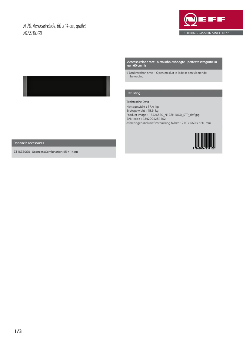 Página nº 1 - Manual de usuario Neff N17ZH10G0