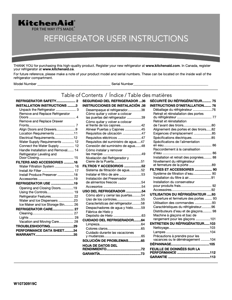 Imagen de la primera página del manual del dispositivo KRMF606ESS