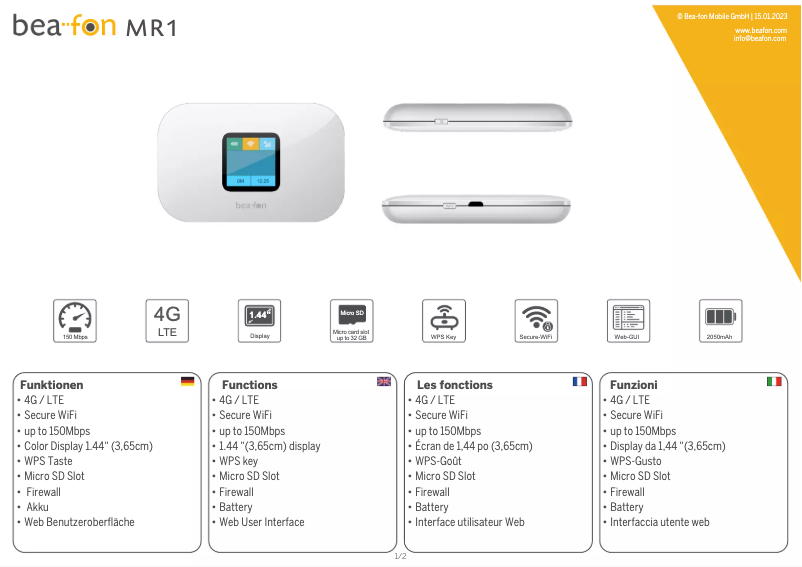 Imagen de la primera página del manual del dispositivo MR1
