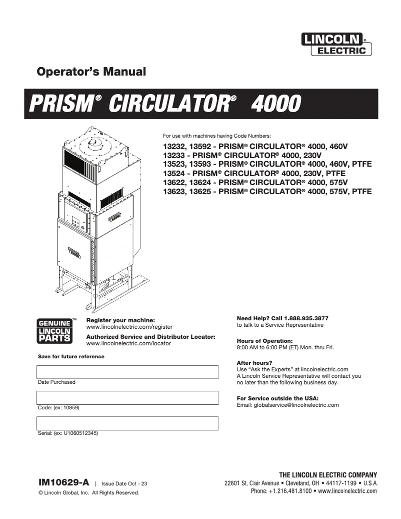 Imagen de la primera página del manual del dispositivo Prism Circulator 4000