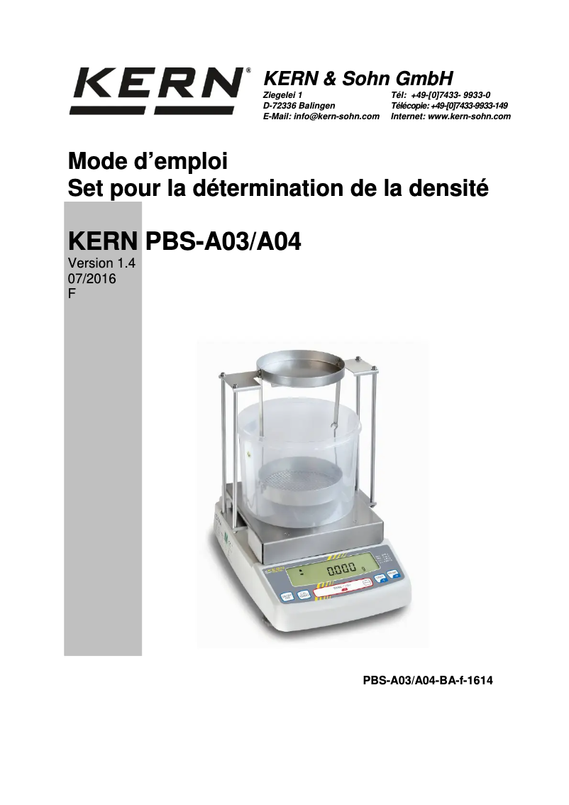 Página 1 del manual Manual de usuario Kern PBS-A04
